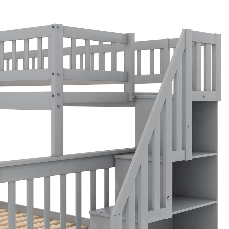 Harriet Bee Hazzard Twin over Full Solid Wood Standard Bunk Bed with Staircase and Trundle by Harriet Bee Reviews Wayfair